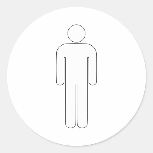 人物標識ユニバーサルシルエットクラシック漫画 ラウンドシール (正面)