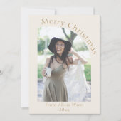 人独身の生クリームモダンアーチ写真クリスマス シーズンカード (正面)