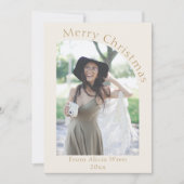 人独身の生クリームモダンアーチ写真クリスマス シーズンカード (正面)