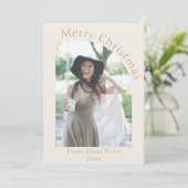 人独身の生クリームモダンアーチ写真クリスマス シーズンカード (スタンド正面)
