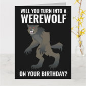 人狼おもしろい誕生日カードカード カード (黄色い花)