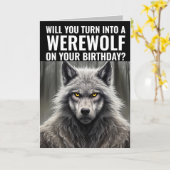 人狼おもしろい誕生日グリーティングカード カード (黄色い花)