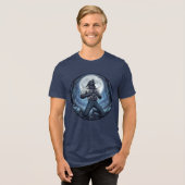 人狼がシャツを引き裂く トライブレンドＴシャツ (正面全面)