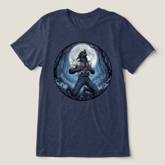 人狼がシャツを引き裂く トライブレンドＴシャツ (デザイン正面)