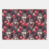 人狼とキャンディがバレンタインデーを温める ラッピングペーパーシート (正面3)