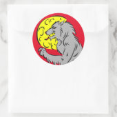 人狼と満月ハロウィンステッカー ラウンドシール (バッグ)