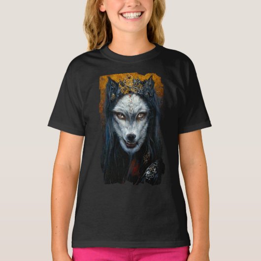 人狼のデジタルアート肖像 Tシャツ (正面)