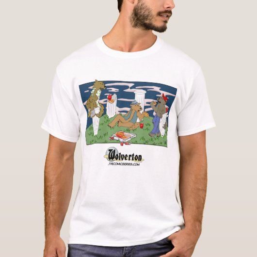 人狼のピザパーティ メンズTシャツ Tシャツ (正面)