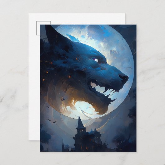 人狼の暗いファンタジー恐怖 ポストカード (正面/裏面)