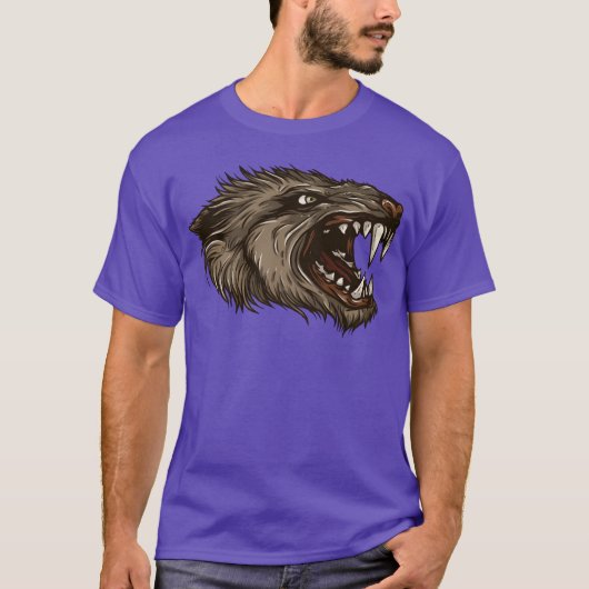 人狼の頭の動物野生生物 冗談 Tシャツ (正面)