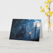 人狼ハッピーハローウィンすごい不気味 カード (黄色い花)