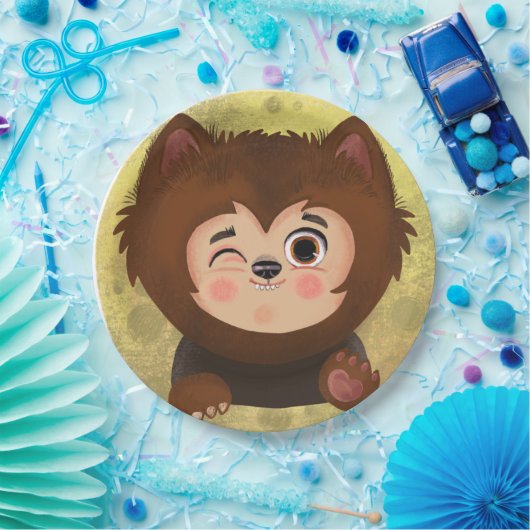 人狼ハロウィーンの衣装を着た可愛い少年 ペーパープレート (パーティー)