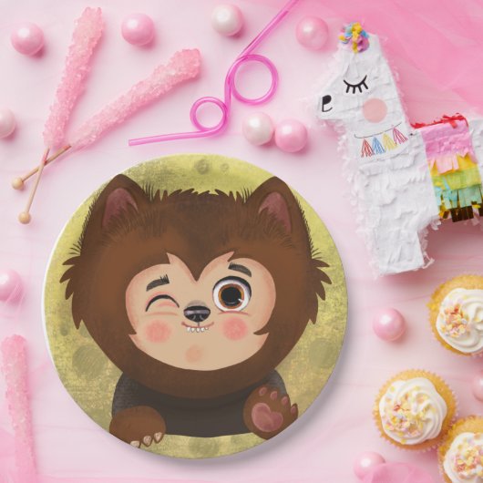 人狼ハロウィーンの衣装を着た可愛い少年 ペーパープレート (パーティー)