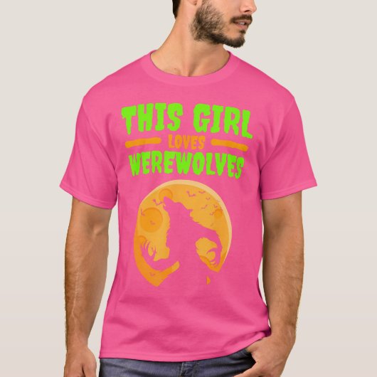 人狼ハロウィーン人狼のハウルムーンガールズウォーム Tシャツ (正面)