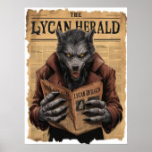 人狼不気味ヴィンテージハロウィーン新聞スタイル ポスター (正面)