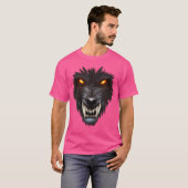 人狼顔満月怖い狼不気味ハローウィー Tシャツ (正面フル)