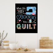 人生おもしろいが粉々になるキルティング ポスター (キッチン)