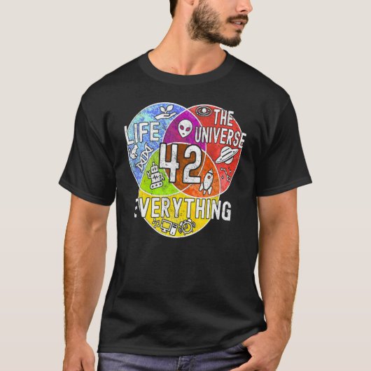 人生おもしろいのNerdy意味42ベン図Math T Tシャツ (正面)