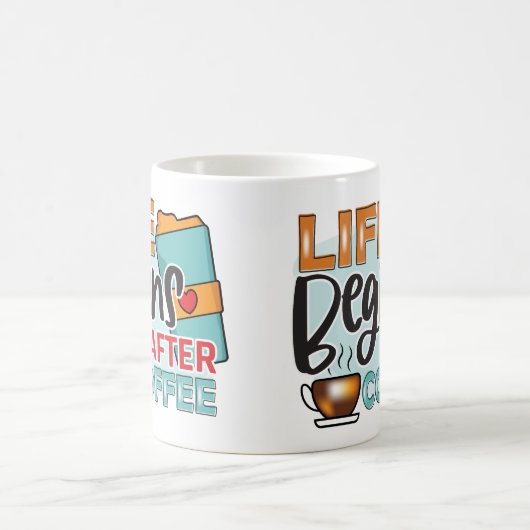 人生おもしろいはコーヒーの後に始まる コーヒーマグカップ (中央)