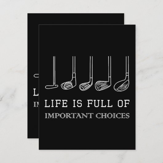 人生おもしろいは重要な選択肢でいっぱいだゴルフクラブ エンクロージャーカード (正面/裏面)