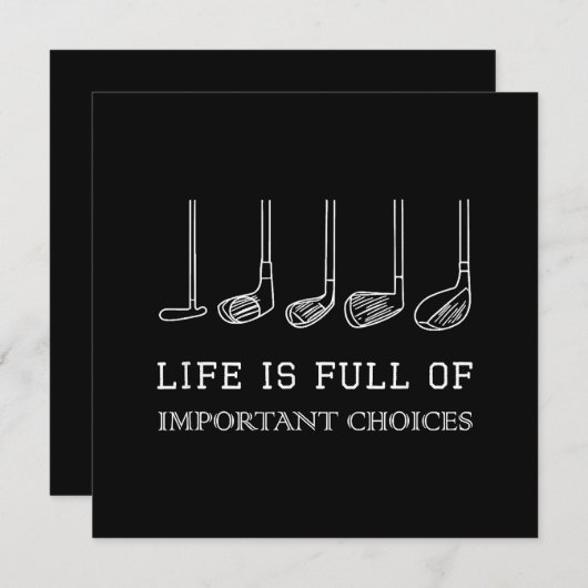 人生おもしろいは重要な選択肢でいっぱいだゴルフクラブ サンキューカード (正面/裏面)