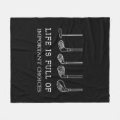 人生おもしろいは重要な選択肢でいっぱいだゴルフクラブ フリースブランケット (正面(横))