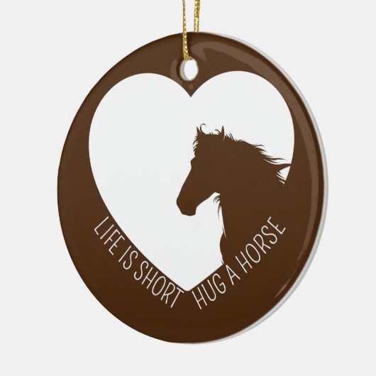 人生おもしろいは馬の少女を短く抱きしめている セラミックオーナメント (左)