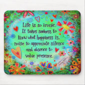 人生かわいらしは皮肉な引用文インスピレーション マウスパッド (正面)