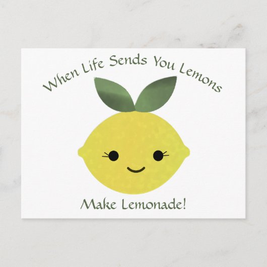 人生があなたを送るときレモンを作るレモネードレモン ポストカード (正面)