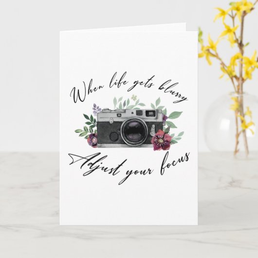 人生がぼやけた時に焦点を調整おもしろい引用文 カード (黄色い花)