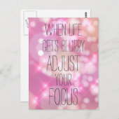 人生がぼやける時 – ピンク感動的引用文 ポストカード (正面/裏面)