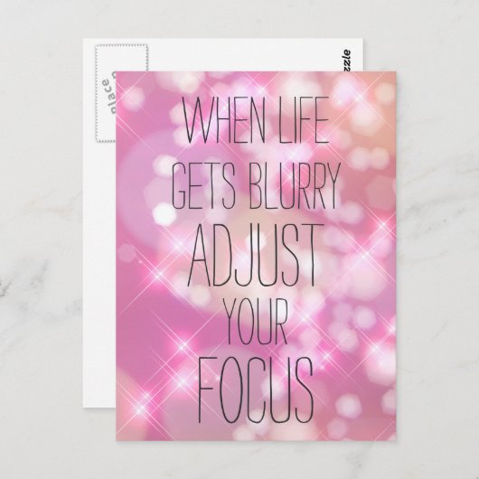 人生がぼやける時 – ピンク感動的引用文 ポストカード (正面/裏面)