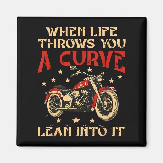 人生がカーブを投げてきたらバイクに乗る男 マグネット (正面)