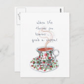 人生がレモンを見せつけてきたら… 紅茶のスローガン ポストカード (正面/裏面)