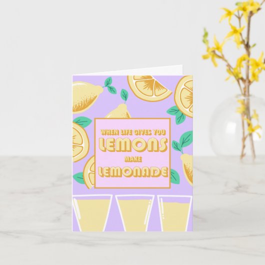 「人生がレモン与えになったら、レモネードを作れ」かわいい カード (黄色い花)