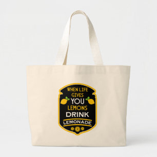 人生がレモ与えネードを飲むとき ラージトートバッグ