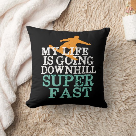 人生が下り坂の速すごいいスノーボおもしろいード クッション (ブランケット)