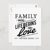 人生が始まり愛が終わらない家庭引用文 ポストカード (正面/裏面)