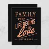 人生が始まり、愛が終わらない家族。 エンクロージャーカード (正面/裏面)