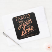人生が始まり、愛が終わらない家族。 スクエアシール (封筒)