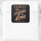 人生が始まり、愛が終わらない家族。 スクエアシール (バッグ)