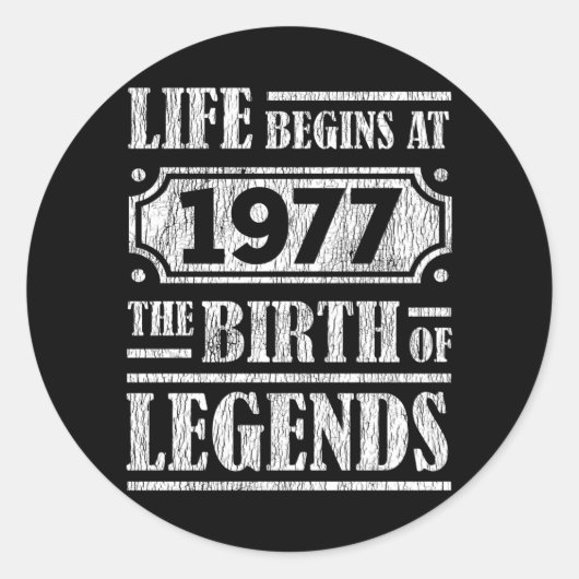 人生が始まる1977年伝説の誕生44誕生日 ラウンドシール (正面)