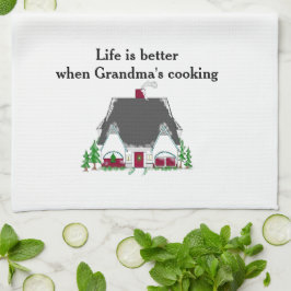 人生が良いときグランドマ料理 キッチンタオル
