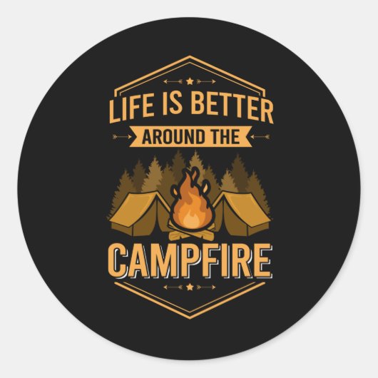 人生が良い – のまわりに Campfire Outdoor ラウンドシール (正面)