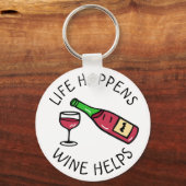 人生が起きる、ワ救済イン、おもしろい引用文 キーホルダー (正面)