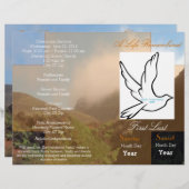 人生で思い出された葬儀プログラム独身のの折り (正面/裏面)