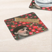 人生とは変わったさくらんぼのボウル スクエアペーパーコースター (アングル)