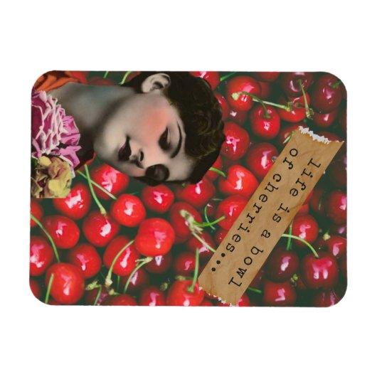 人生とは変わったさくらんぼのボウル マグネット (横)