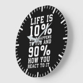 人生とは自分に起きることと自分の反応についてである ラージ壁時計 (傾斜)