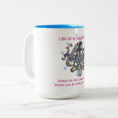 人生とは、ジャグリングの行為カラフルフローラタコ ツートーンマグカップ (正面左)